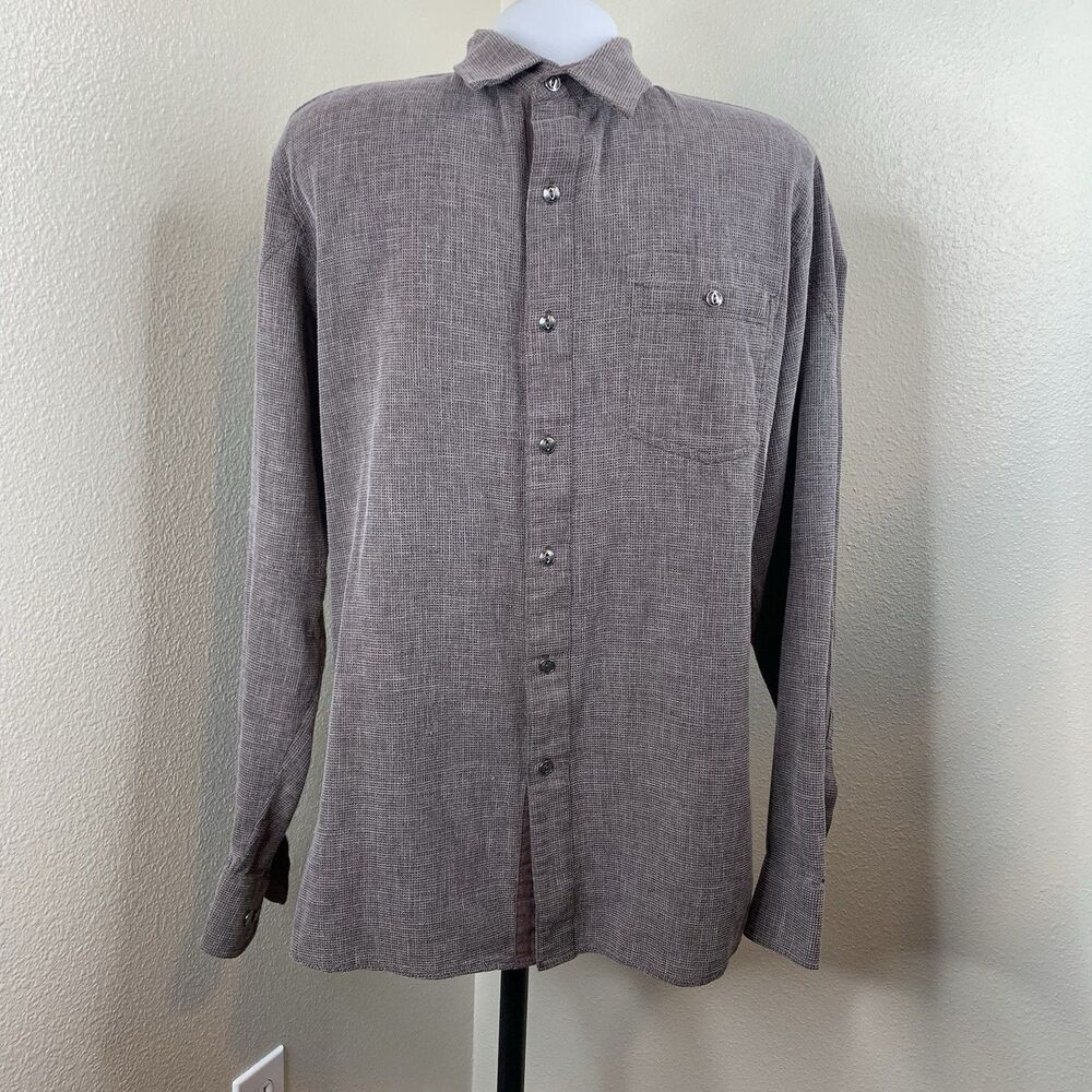 Kuhl Uproar 5 Panel Shirt Men's Sz L Brown Grey Soft Waffle Texture L/S Buttons
